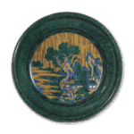 古九谷色绘山水家屋纹大盘