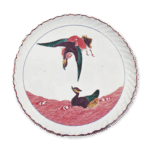 古九谷色绘鸳鸯纹轮花盘