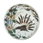 古九谷色绘菊孔雀纹大盘