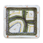 古九谷色绘畦道纹角皿