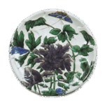 古九谷色绘牡丹蝶纹捻大盘