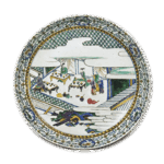 古九谷色绘酒宴纹大盘