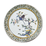古九谷彩绘双鸟桃树纹大盘