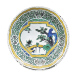 古九谷色绘壶形山水人物纹大碗