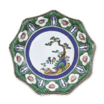 古九谷色绘松竹鸟纹九角大盘