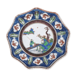 古九谷彩绘山水垂钓人物纹九角大盘