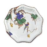 古九谷彩绘葡萄鸟纹九角大盘