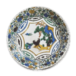 古九谷色绘山水双鸟百花纹大盘