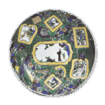 古九谷色绘树下人物百花纹大盘