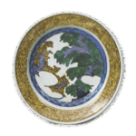 古九谷色绘老树鹰白云纹大盘