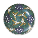 古九谷彩绘鹤花牌纹大盘