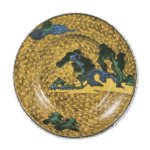 古九谷色绘滨松家屋纹大盘