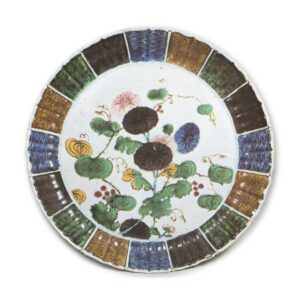 古九谷色绘菊山归来纹台盆