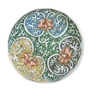 古九谷色绘花纹轮花台盆