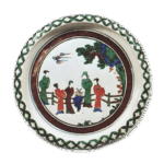 古九谷色绘楼台人物纹盘