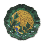 古九谷彩绘鸟纹轮花台盆