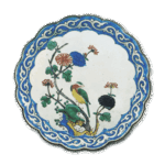 古九谷彩绘花鸟纹轮花盘
