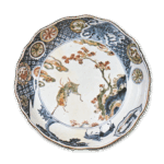 古九谷色绘枫鹿纹轮花大碗