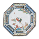 古九谷色绘竹双鸟纹八角盆