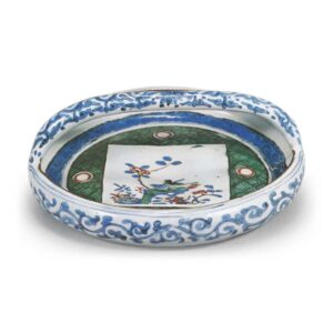 古九谷彩绘色纸花鸟纹手盆