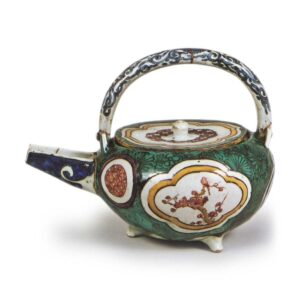 古九谷色绘花鸟纹酒壶