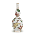 古九谷色绘牡丹狮子瓢形酒壶