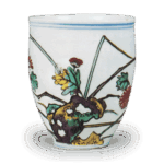 古九谷色绘菊芒纹猪口