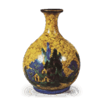 古九谷色绘山水家屋纹酒壶