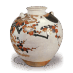 仁清色绘月梅图茶壶