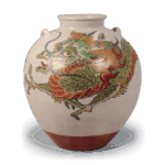 仁清色绘龙图茶壶