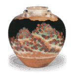 仁清色绘吉野山图茶壶