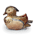 仁清色绘鸳鸯香盒