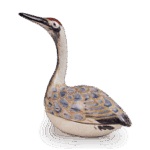 仁清色绘鹤香盒