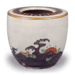 仁清色绘菊水图水指