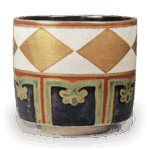 仁清色绘金银菱纹套茶碗