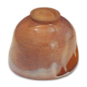 仁清流釉茶碗 铭片男波