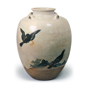 仁清色绘乌图茶壶