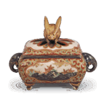 仁清色绘兔形钵龙田川纹香炉