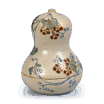 仁清色绘花唐草纹瓢形香盒