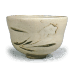 仁清锈绘水仙图茶碗