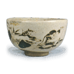 仁清锈绘寒山拾得图茶碗