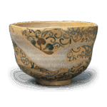 仁清色绘铁线莲唐草纹茶碗