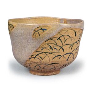 仁清色绘芒纹茶碗