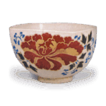 仁清色绘牡丹唐草纹四方茶碗