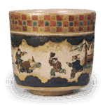 仁清色绘唐子游图茶碗