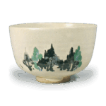 仁清色绘杉木立纹茶碗