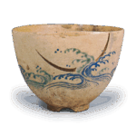 仁清色绘波三日月纹茶碗