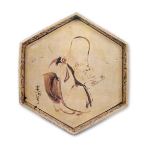 乾山锈绘福禄寿图六角盘