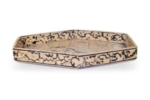 乾山锈绘福禄寿图六角盘