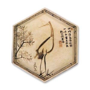 乾山锈绘松鹤图六角盘